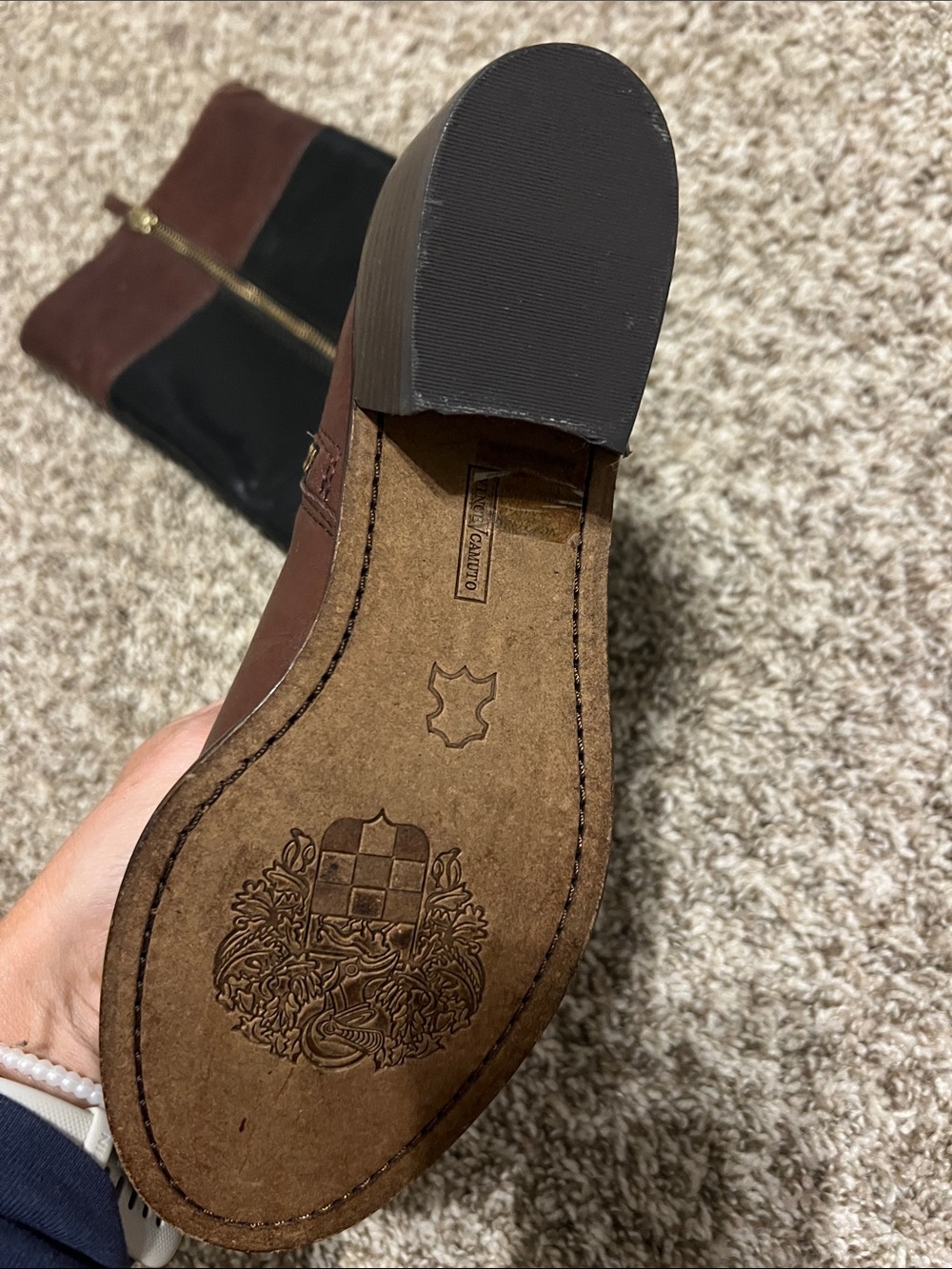 Vince Camuto Women's Two-Tone Brown and Black Leather Riding  Boots- Size 6 - Picture 4 of 13